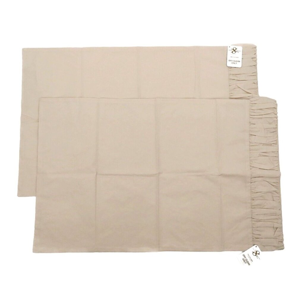 Sweet Dreams Pair of 2 Ruched Edge Standard Pillowcases Covers Oyster Ivory NEW - Picture 11 of 11